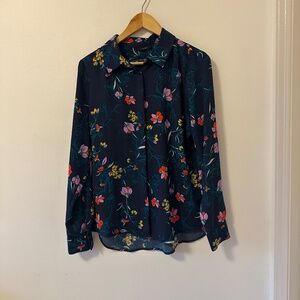 Halogen Floral Button Down Flowy Blouse | Size Medium